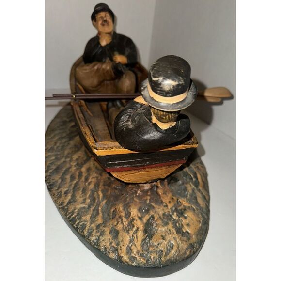 Extremely Rare! Laurel & Hardy Fishing in Boat Figurine Statue With Accessories - Picture 11 of 15
